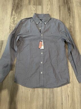 NWT Mens Vineyard Vines Navy/White Gingham Checkered Button-Down Shirt. Small.